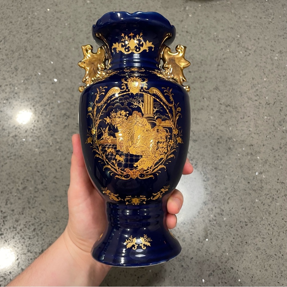 Limoges Royal Blue and Gold Accent Vase - Picture 9 of 12